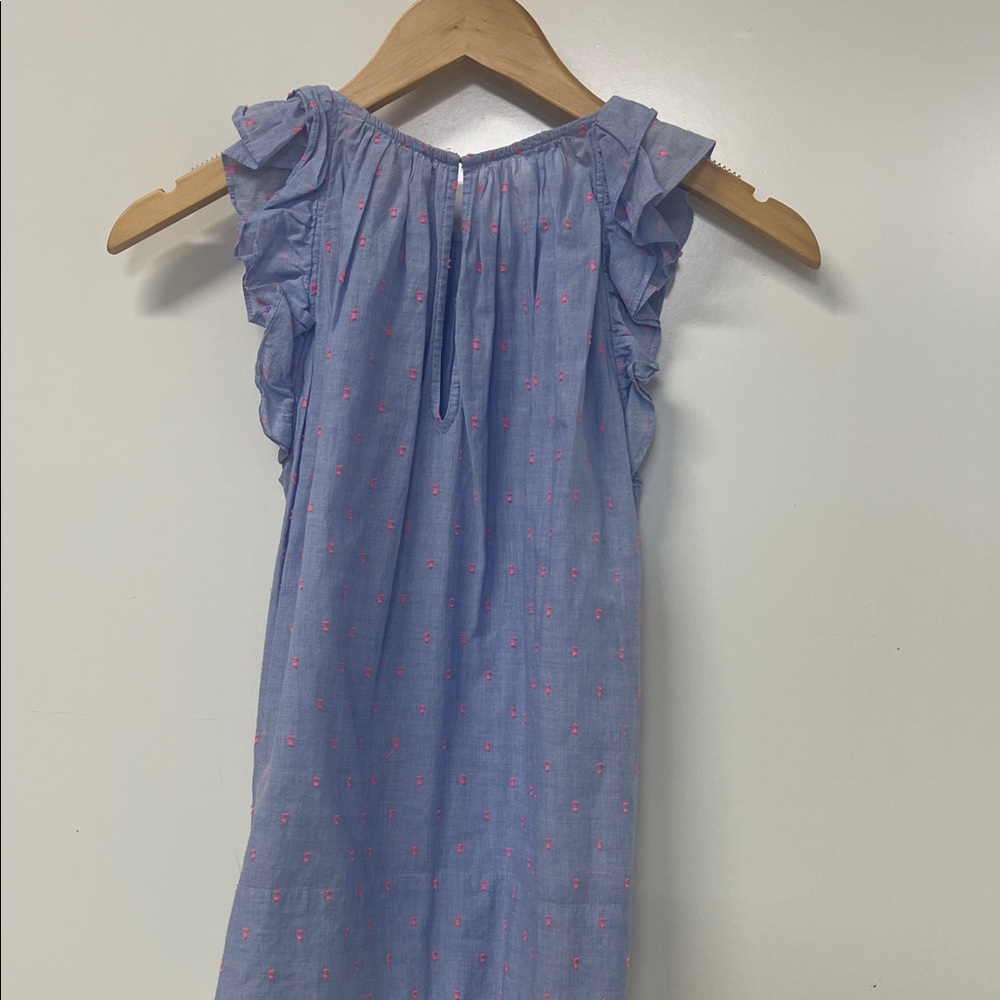 Lilly Pulitzer Top, Ruffle, Sleeveless, Blue w/Pink, Flowy, Feminine - Picture 10 of 12